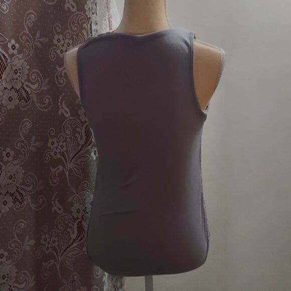 Studio Y Women's Size M tank top gray sequined and lace front party evening wear - Picture 3 of 7